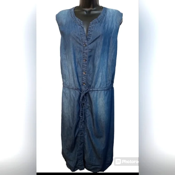 white christmas dresses Solid Smocked Bodice Dress in Faded Denim Sheen 4X / Faded Denim Sheen / Final Sale main image 0